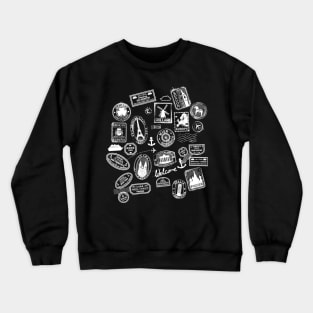 Travel Stamps - Black Crewneck Sweatshirt